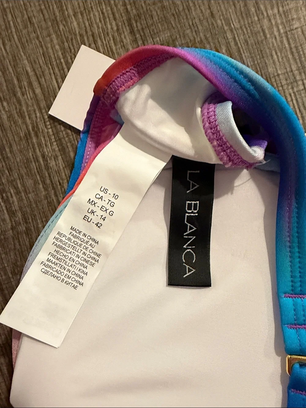 La Blanca Over The Shoulder Underwire Wrap Bikini Swimsuit Top Size 10
